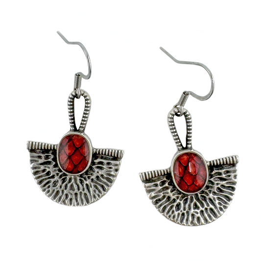 Salmon Skin Merdallion Earrings
