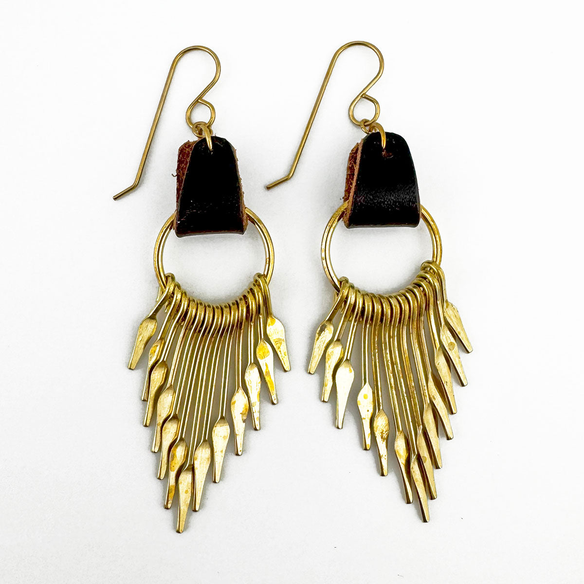 Leather & Metal Fringe Earrings