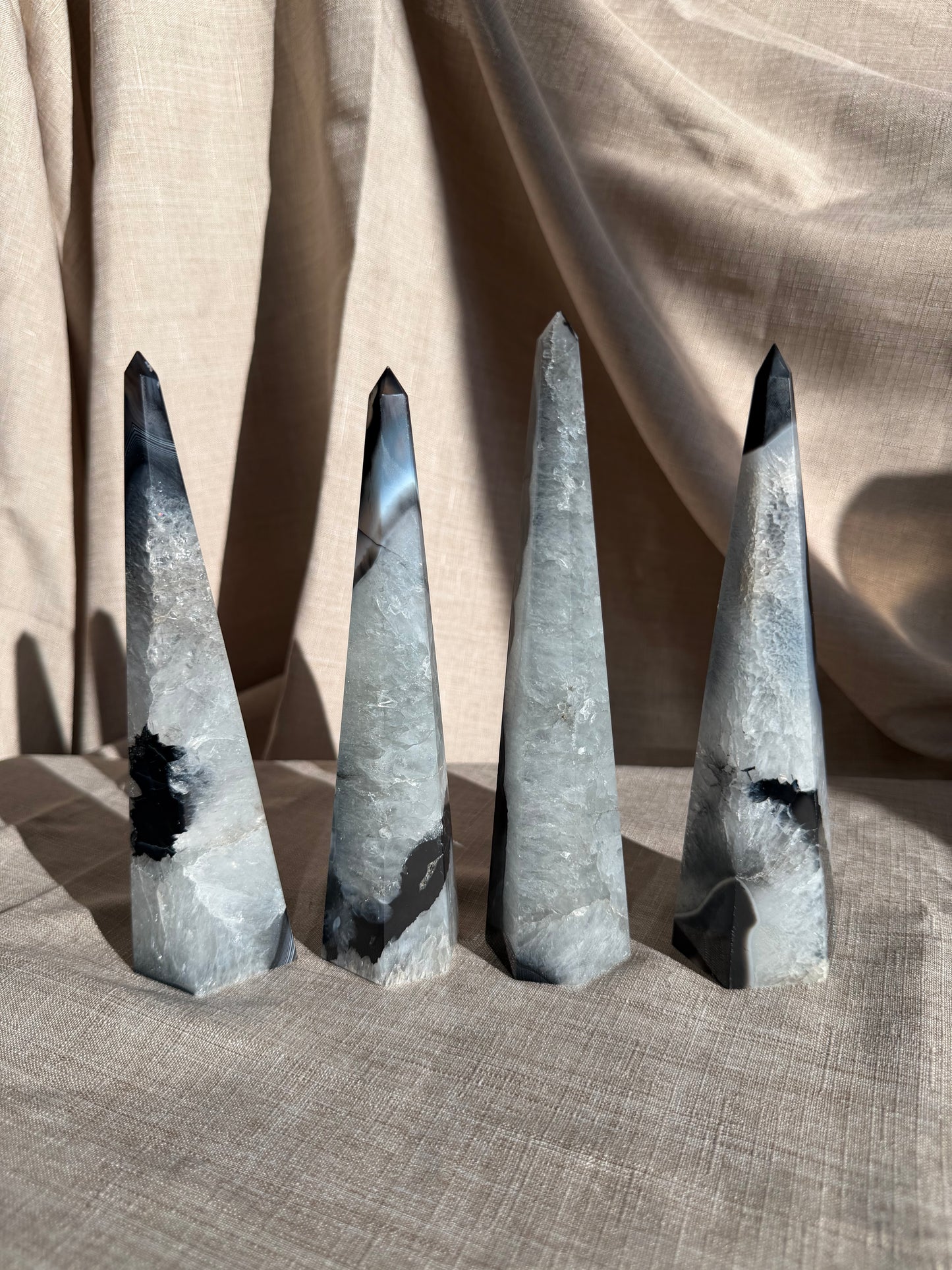 Black Banded Agate Obelisk Crystals