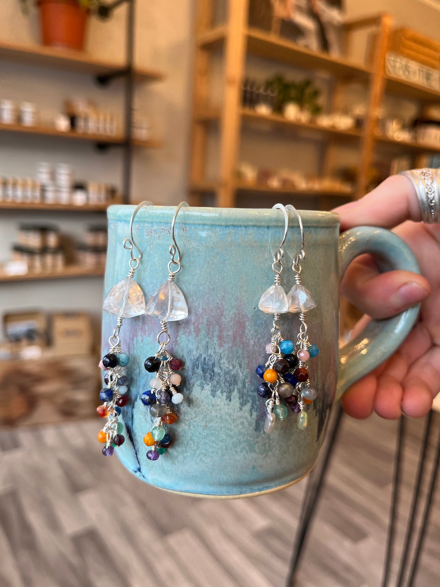 White Topaz Jellyfish Earrings