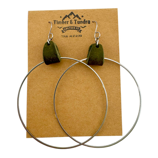 2 1/4" Hoop & Leather Earrings