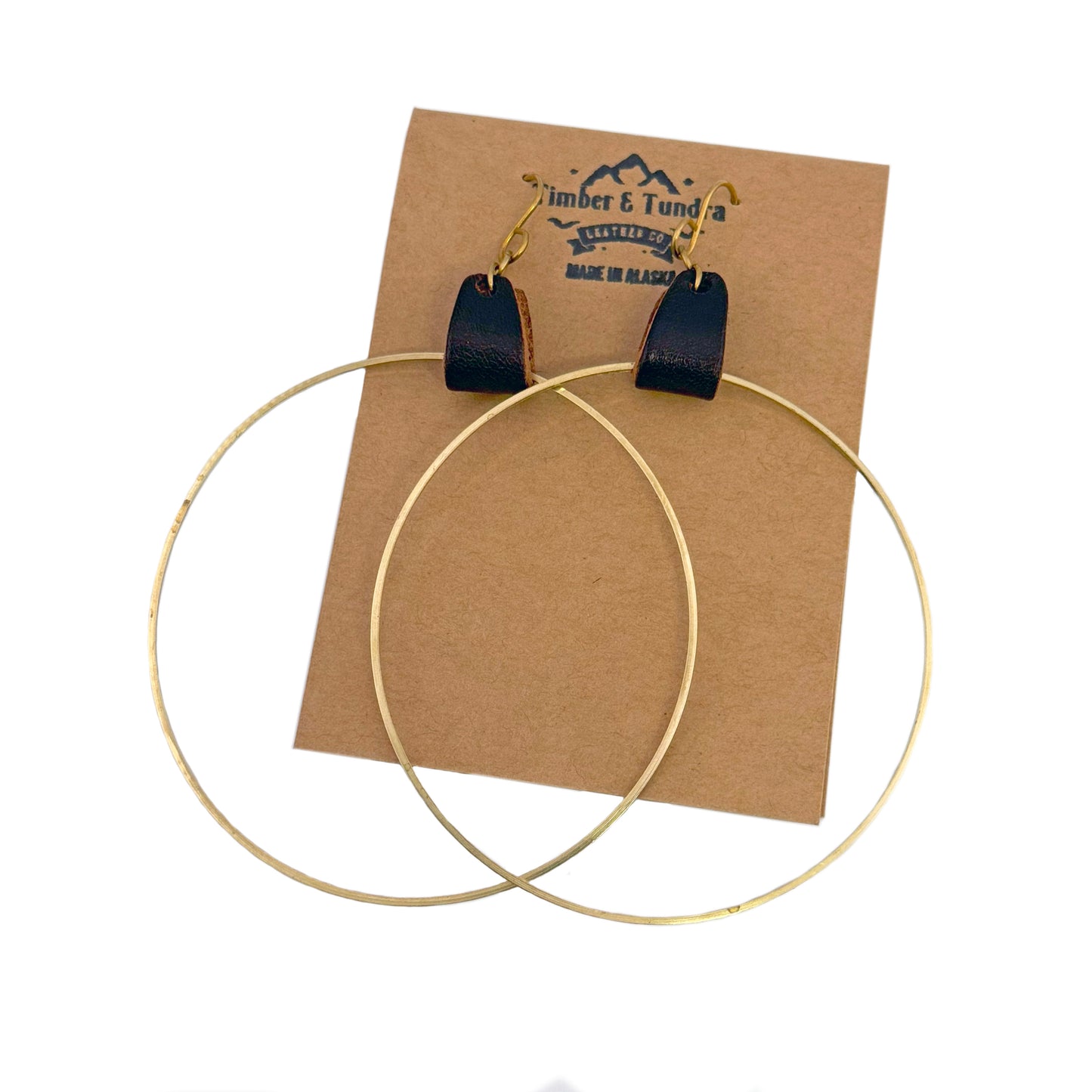 2 1/4" Hoop & Leather Earrings