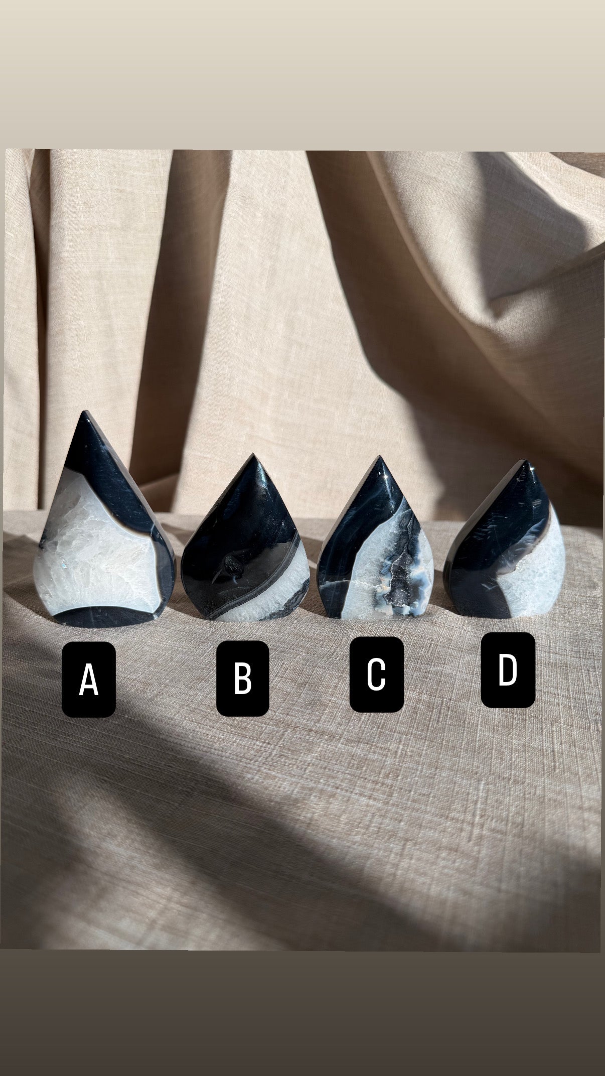 Black Banded Agate Freeform Crystals