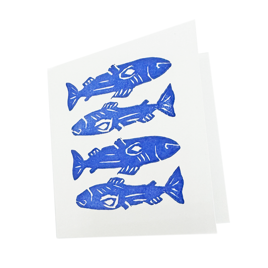 Linocut Salmon Mini Cards