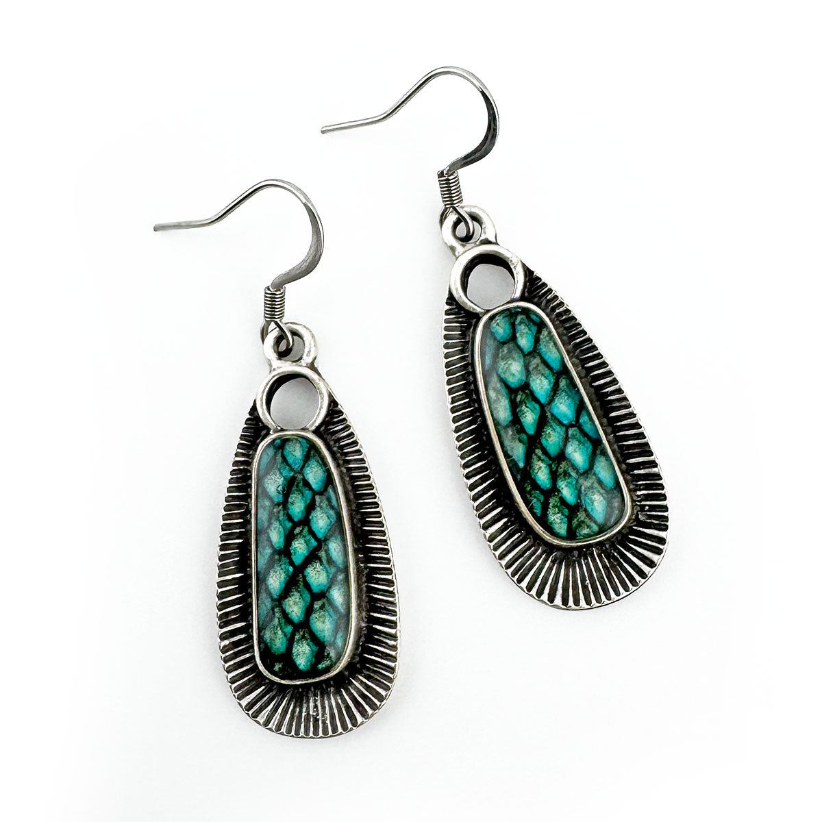 Salmon Skin Bering Sea Feather Earrings