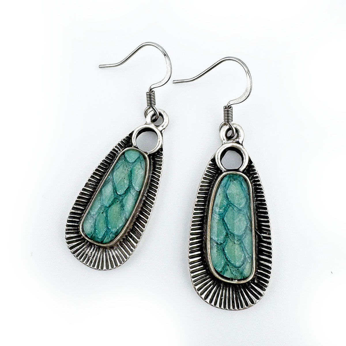 Salmon Skin Bering Sea Feather Earrings