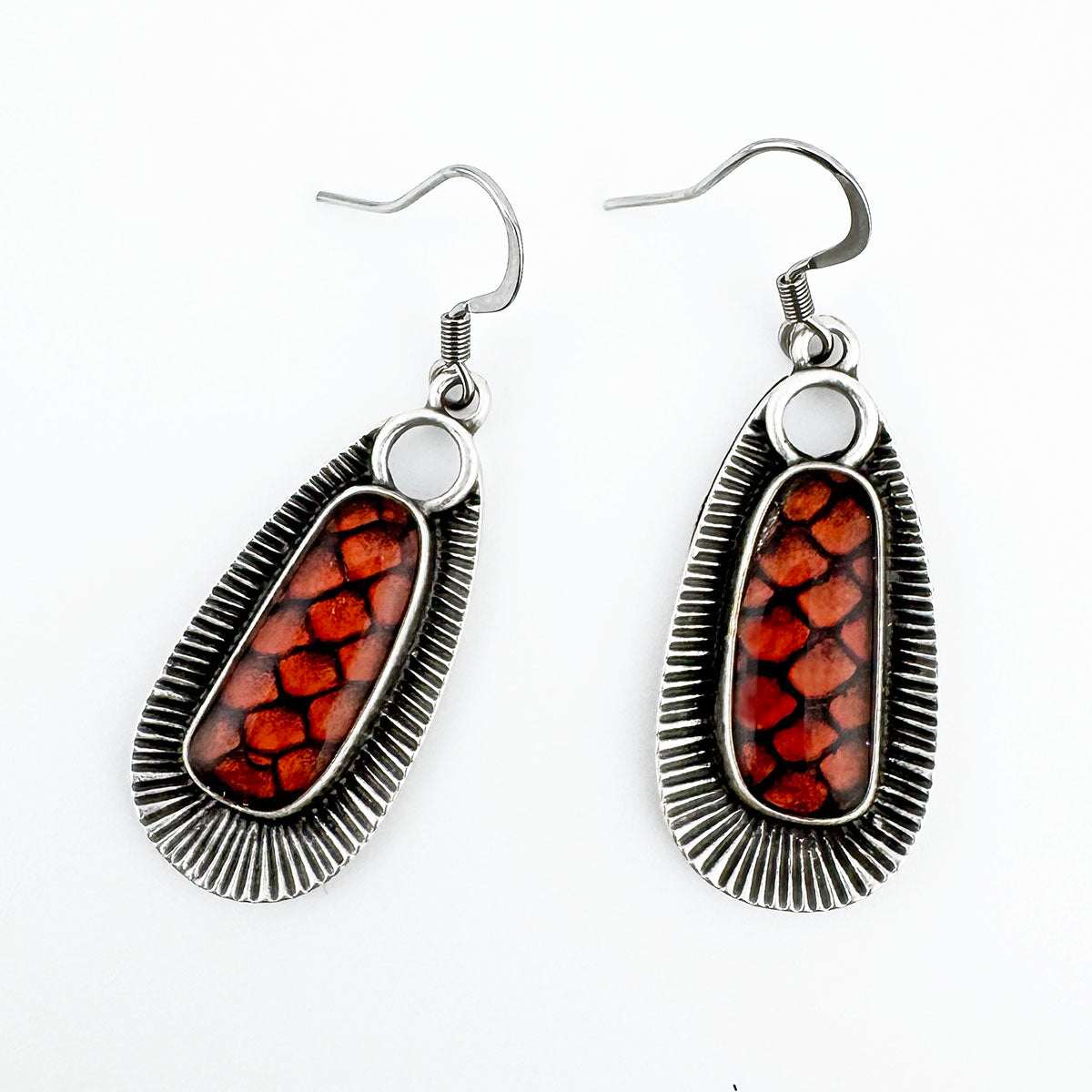 Salmon Skin Bering Sea Feather Earrings