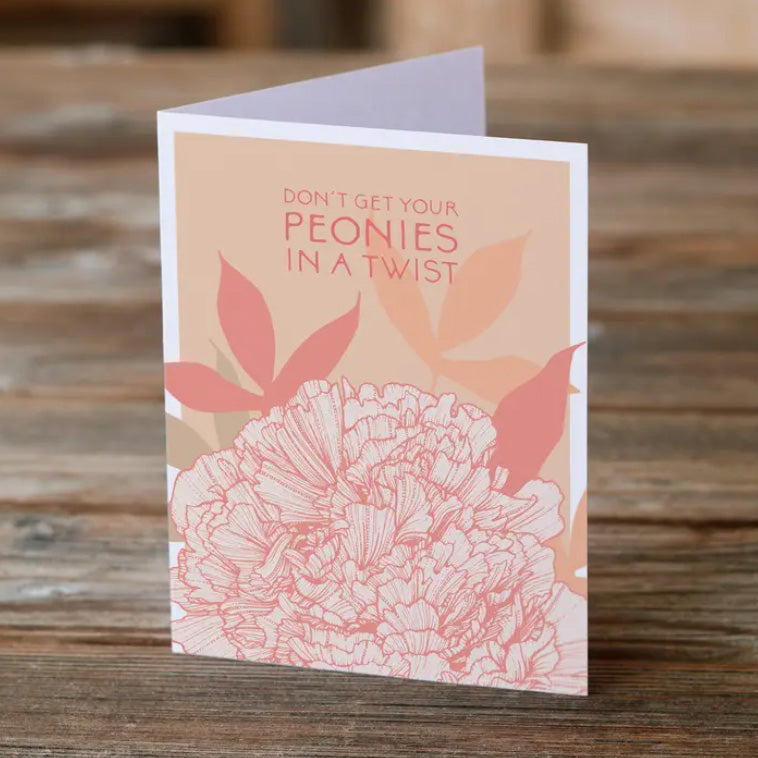 'Peonies in a Twist' card