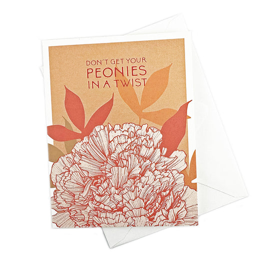 'Peonies in a Twist' card