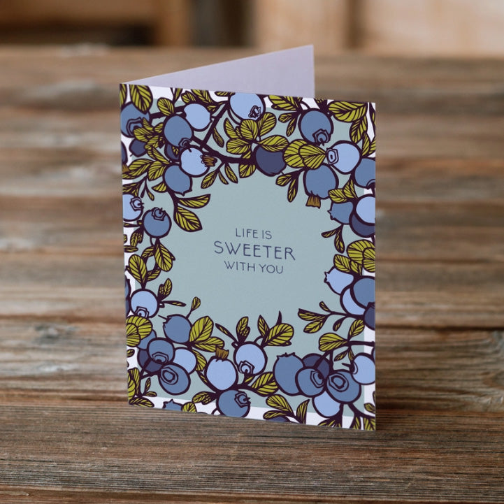 'Life is Sweeter' Blueberries card