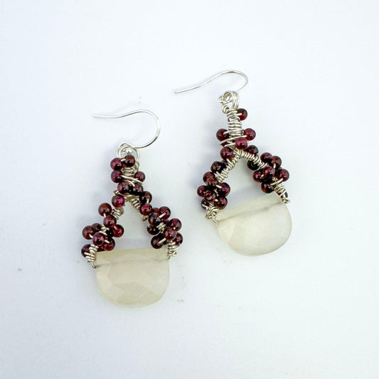 Chalcedony and Garnet Dangles