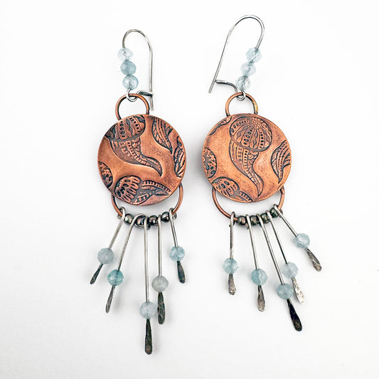 Copper Jellyfish Dangles with Aquamarine