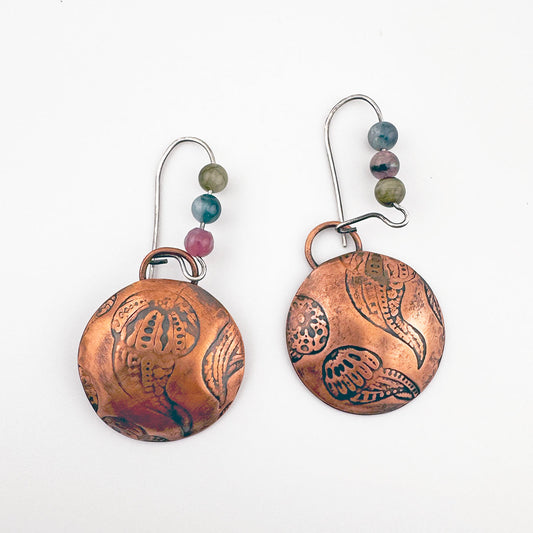 Copper Jellyfish Dangles with Tourmaline