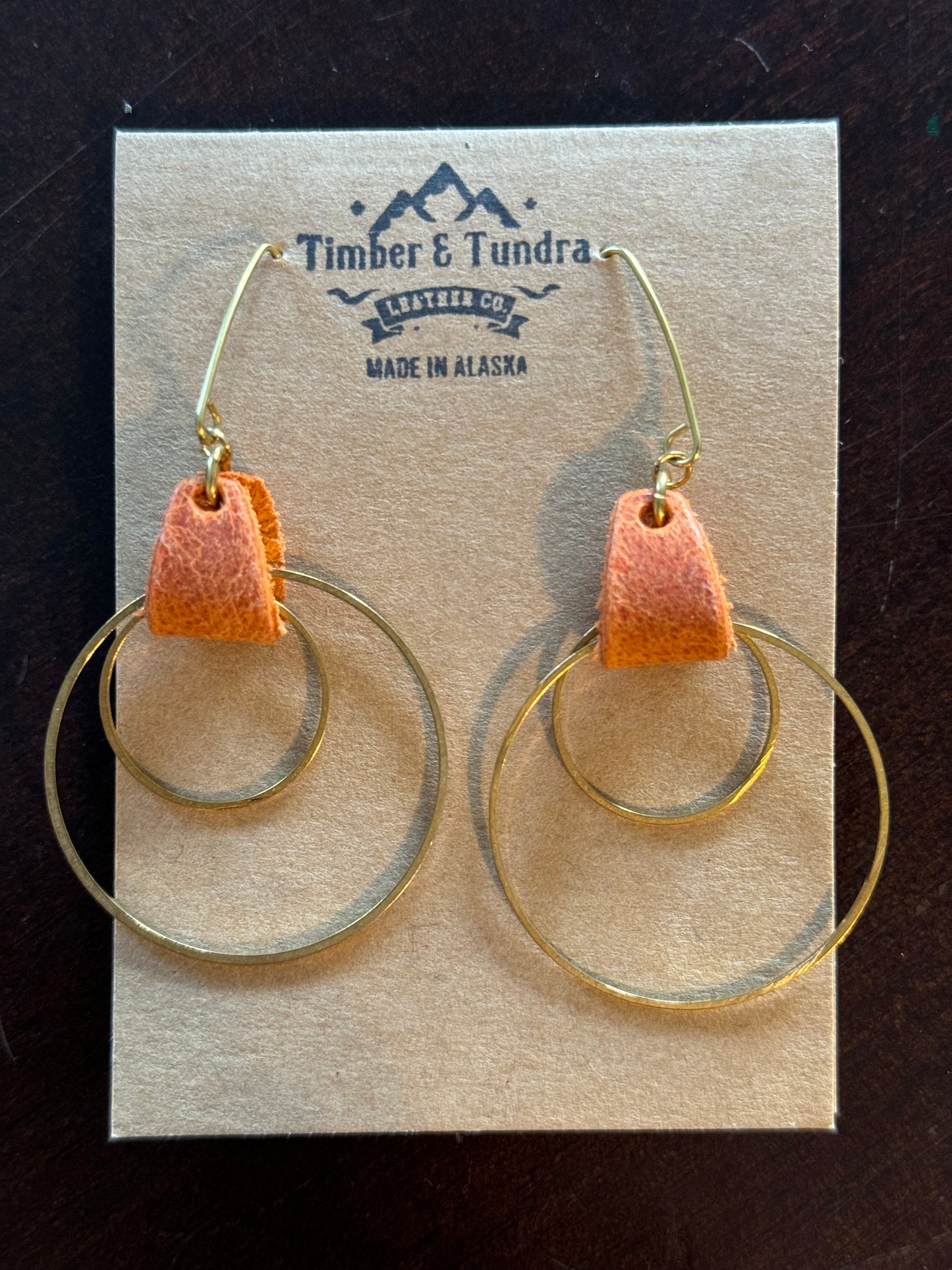 Leather Double Brass Hoop Earrings