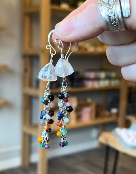 White Topaz Jellyfish Earrings