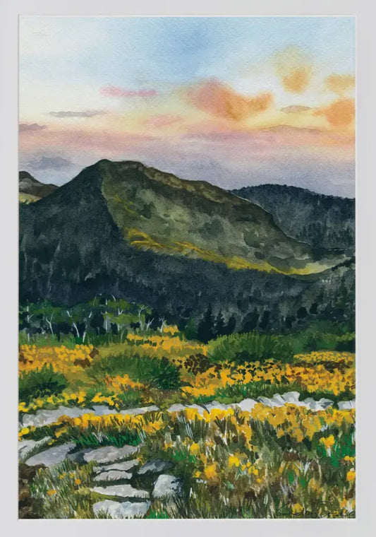 Mountain Trail at Sunset Print