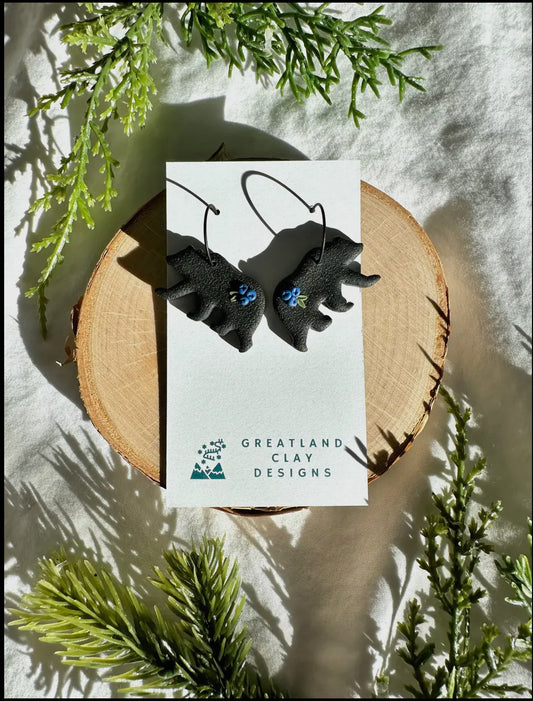 Blueberry black bear earrings