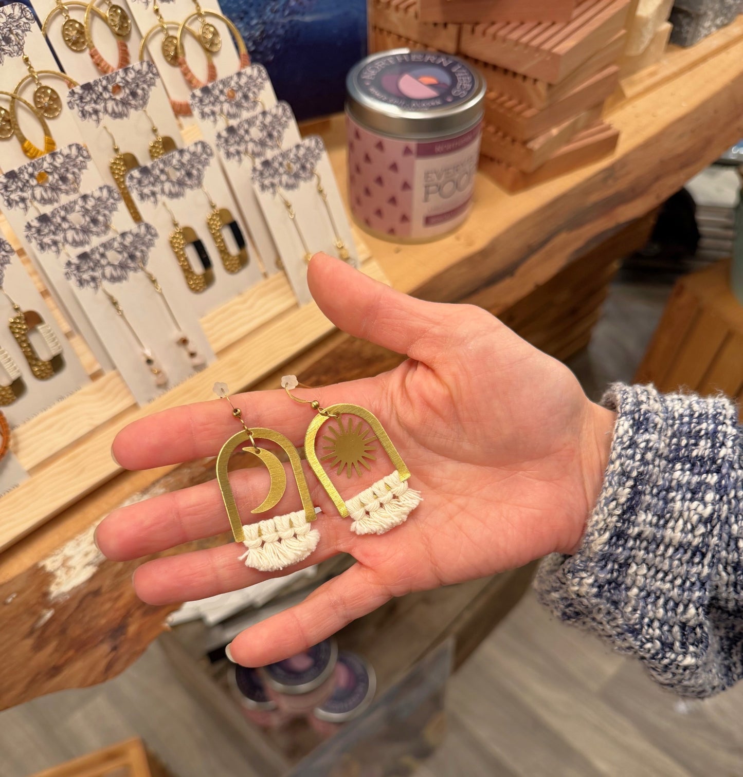 Sun & Moon Macramé earrings