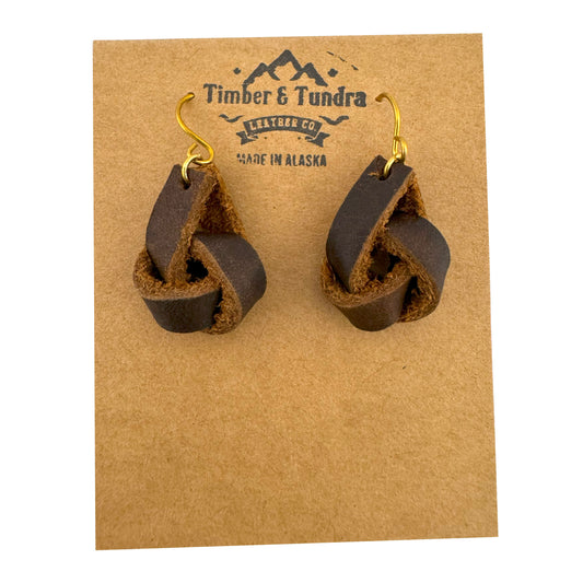 Leather Knot Dangle Earrings