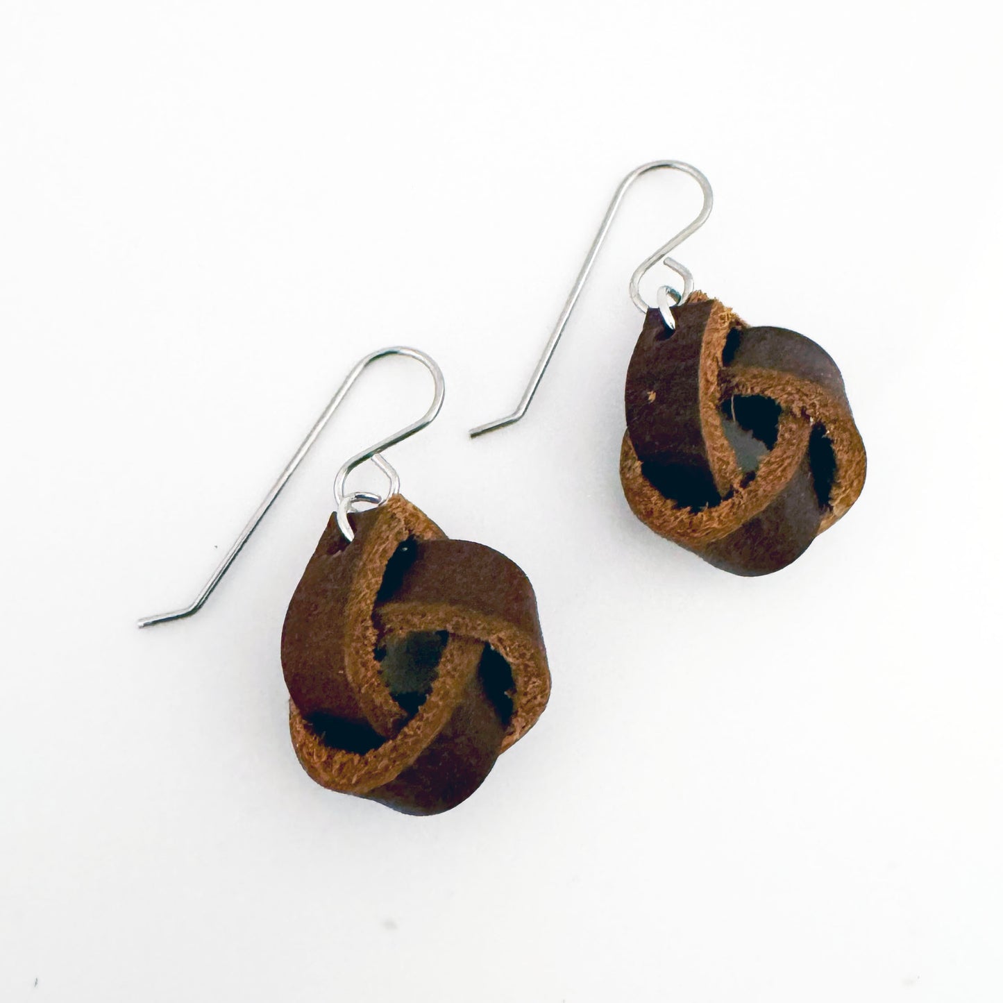 Leather Knot Dangle Earrings