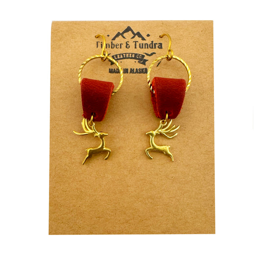 Leather Prancer Dangle Earrings