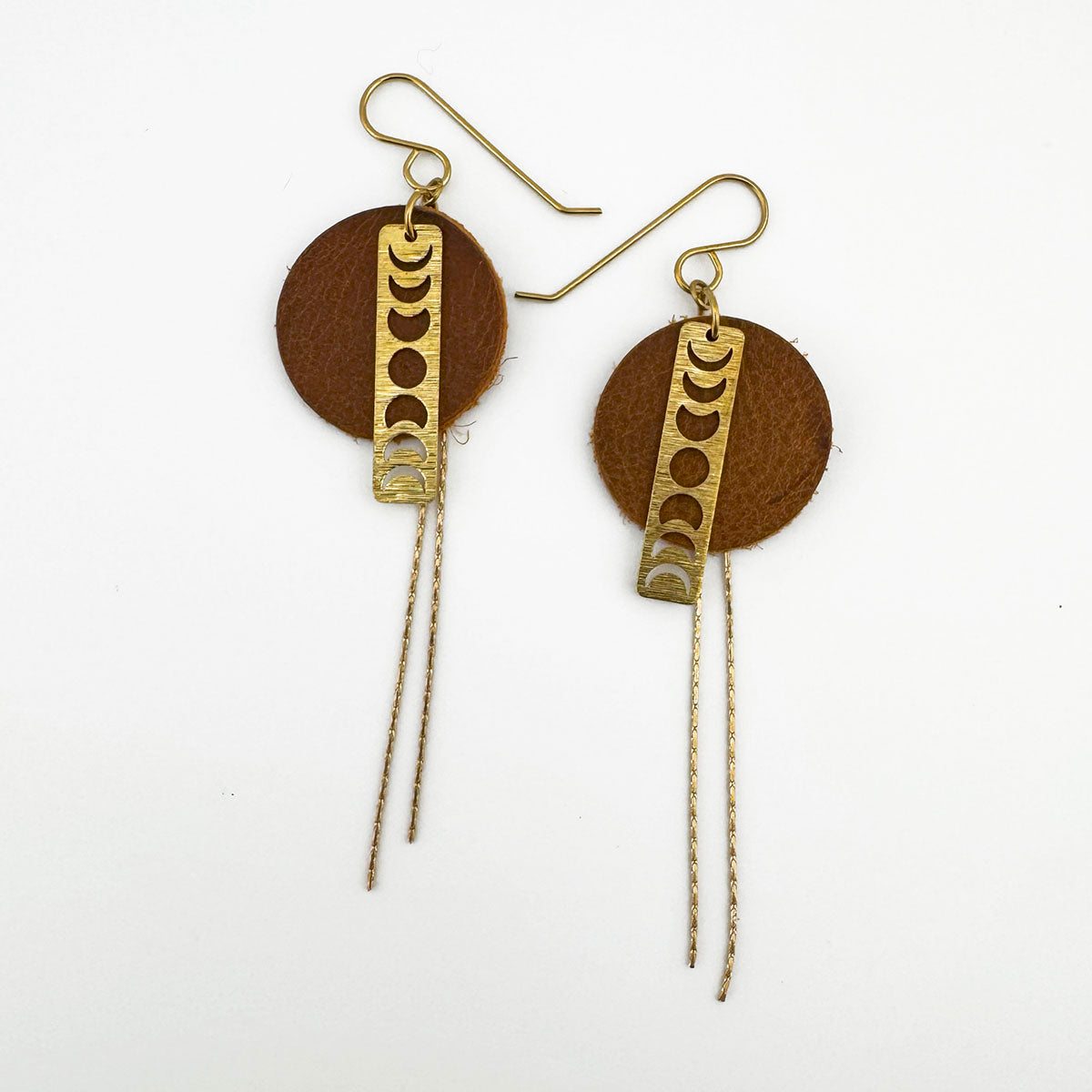 Leather Moon Phase Earrings