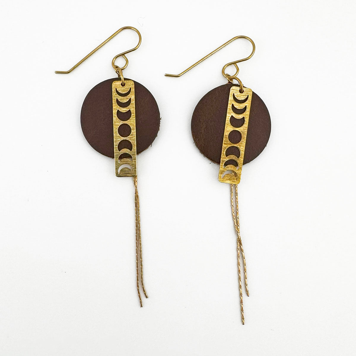 Leather Moon Phase Earrings