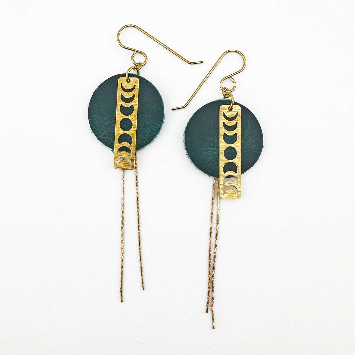 Leather Moon Phase Earrings