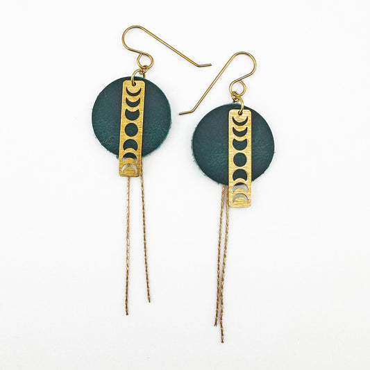 Leather Moon Phase Earrings