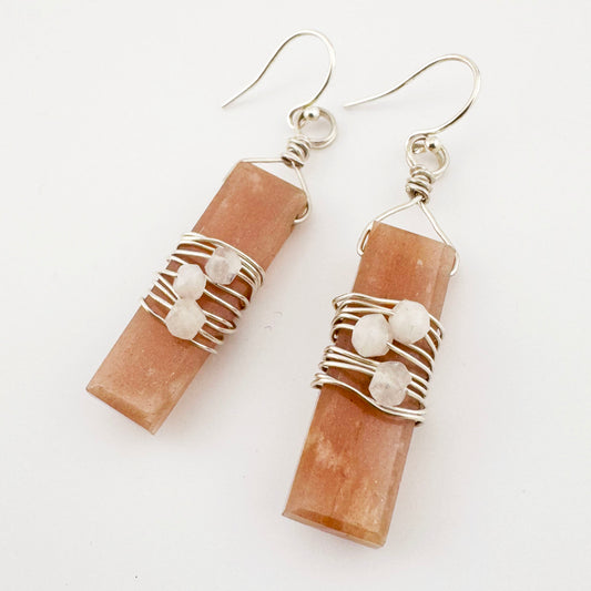 Peach Moonstone Earrings