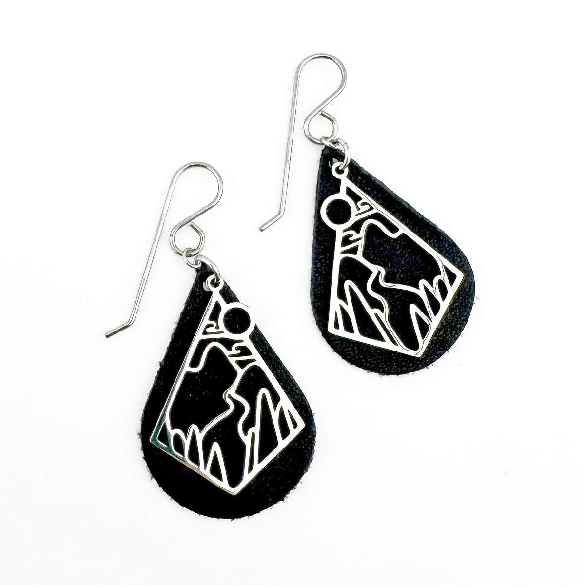 Leather Scenic Teardrop earrings