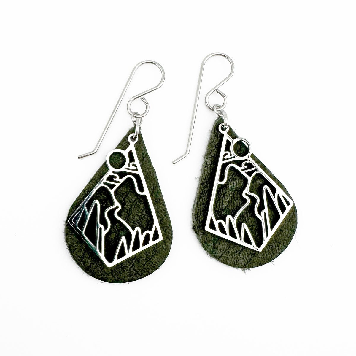 Leather Scenic Teardrop earrings