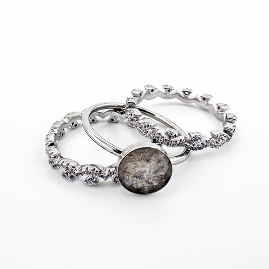 Salmon Skin Gold Ring Stack