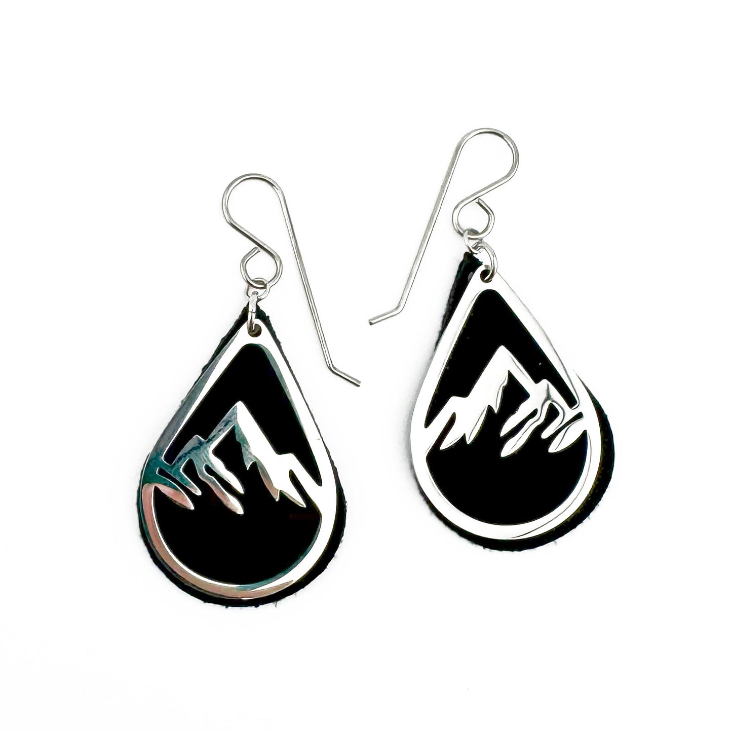 Leather Teardrop Mountain earrings