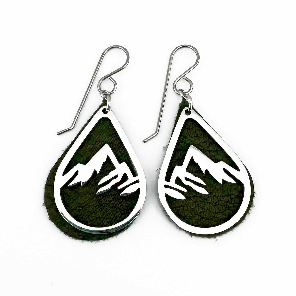 Leather Teardrop Mountain earrings
