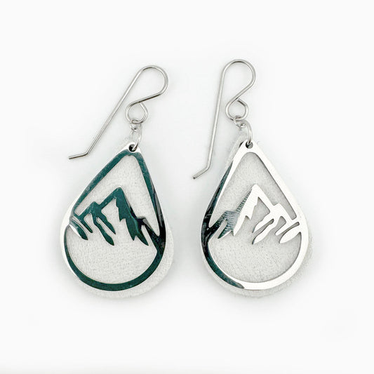 Leather Teardrop Mountain earrings