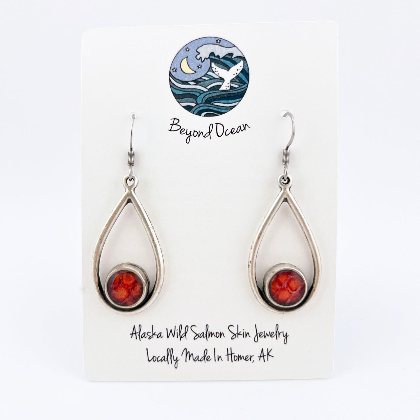 Salmon Skin Teardrop Dangles