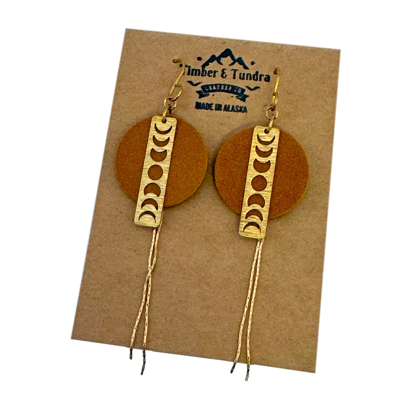 Moon Phase Leather Goddess Earrings