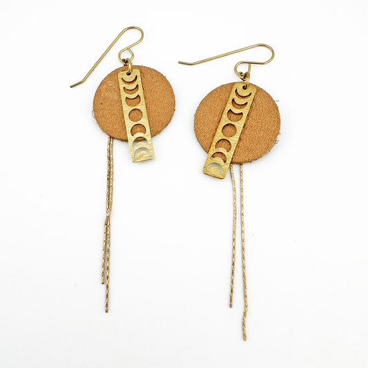 Leather Moon Phase Earrings