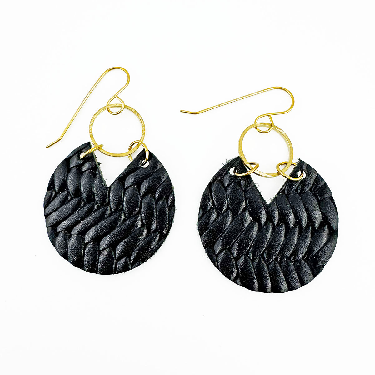 Wedge Cut Circle Leather earrings