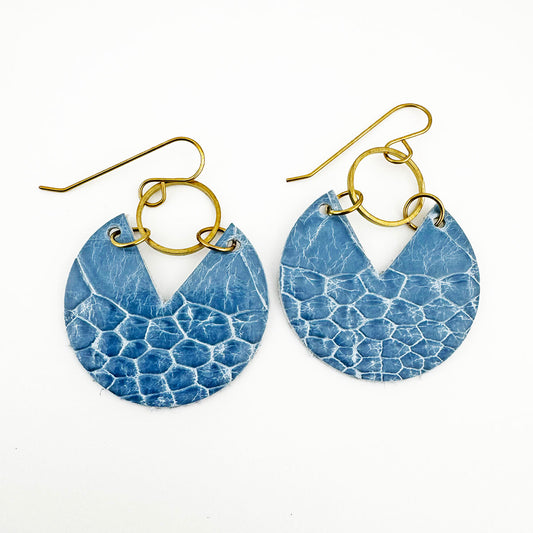 Wedge Cut Circle Leather earrings