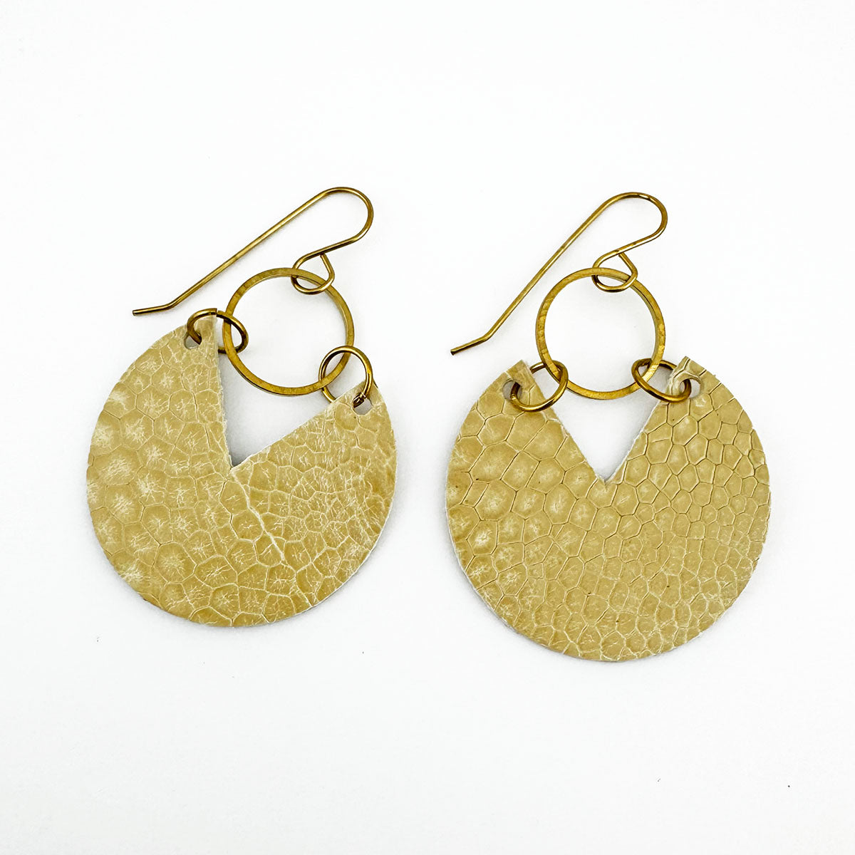 Wedge Cut Circle Leather earrings