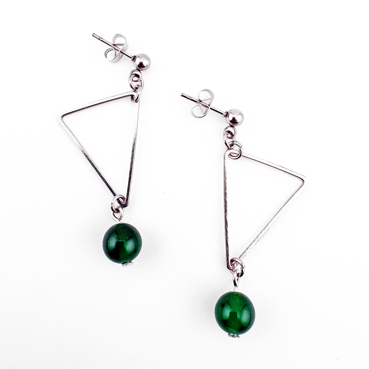 Green Agate Triangle earrings