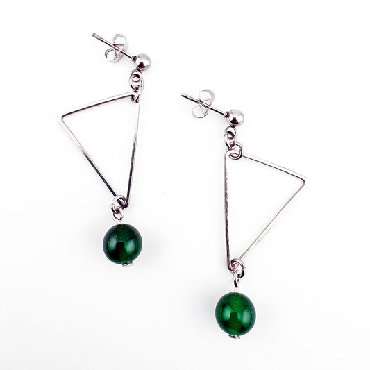 Green Agate Triangle earrings