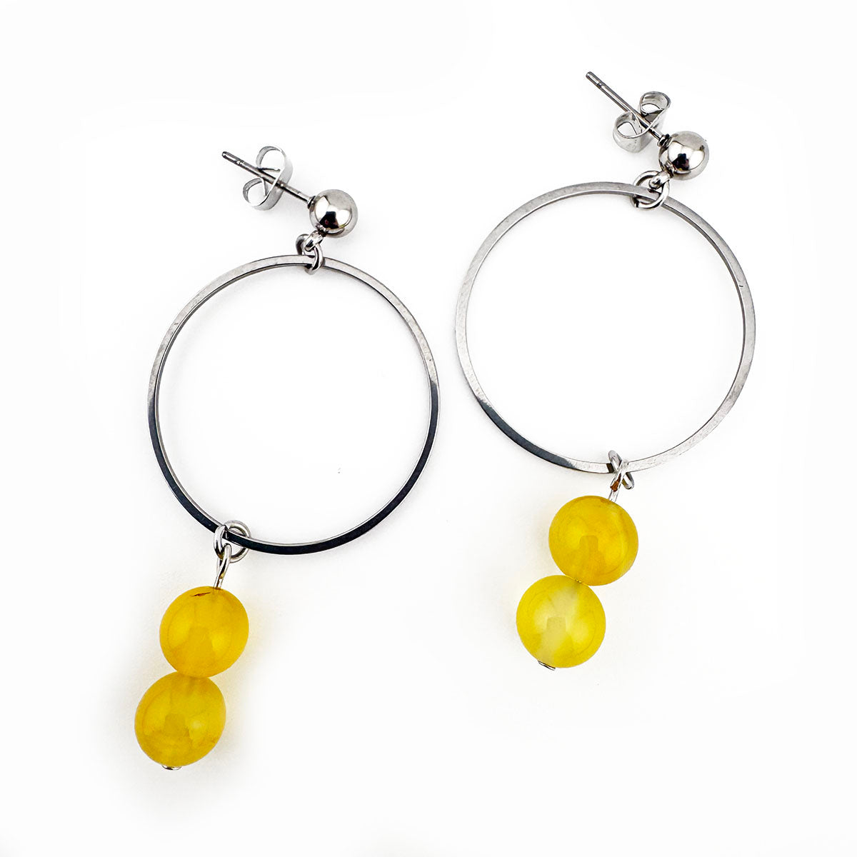 Yellow Agate Circle earrings