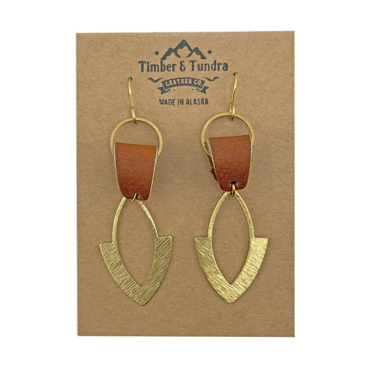 Leather & Brass Waterdrop Earrings