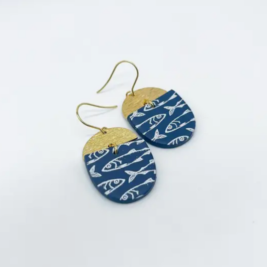Clay Salmon Print Earrings